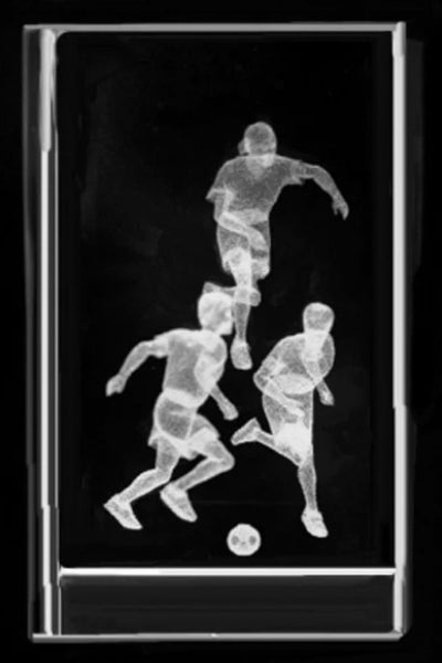 3D Fußballer im Glasblock