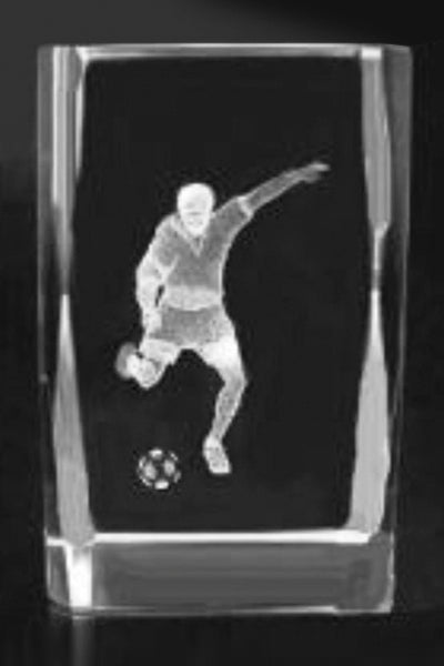 3D Torschütze im Glasblock