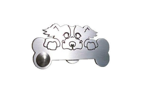 Edelstahl-Klingel Hund mit Knochen 805036