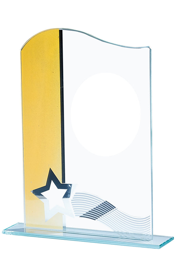 Glas Pokal 137-1 Schild & Emblem - Gold / 19 cm