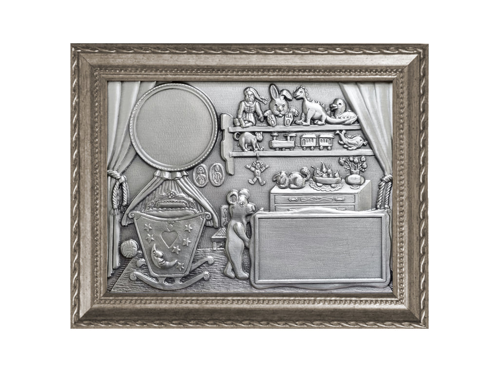 Zinn Geburts-Bilderrahmen in quer, Rahmen Gold