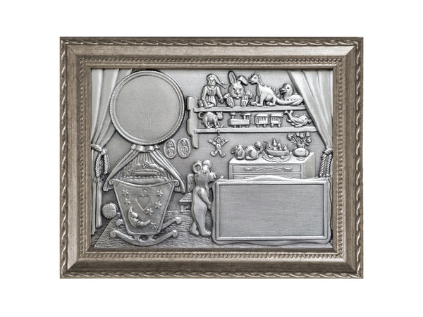 Zinn Geburts-Bilderrahmen in quer, Rahmen Gold