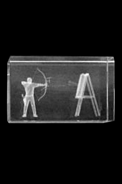 3D Bogenschütze im Glasblock - Glas / 50 x 50 x 80 mm