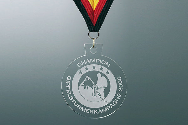 Acrylglas Medaille 5642 Ø 56mm/50mm/42mm - 5642B Ø 50 mm / Transparent / Laser-Gravur