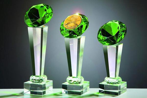 Diamant Trophäe Grün - 21 cm / Glas Grün