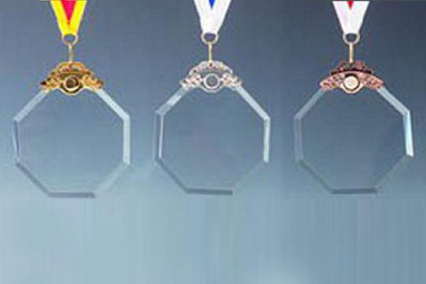 Glasmedaille 6736x Ø 85mm - Klar/Gold / Ø 85 mm