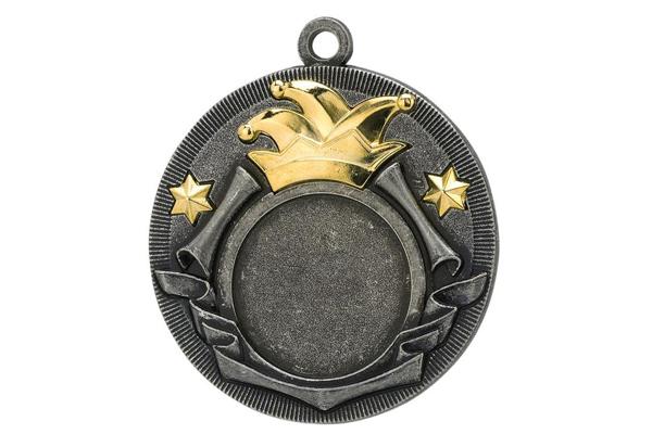 Karneval Medaille D52 Ø 50mm - Silber - Mütze gold / 50 mm