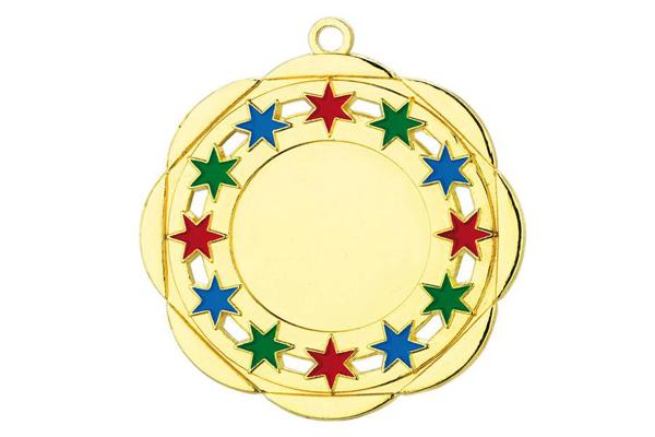 Karnevals Medaille D45A Ø 50mm - Gold / Farbig / 50 mm