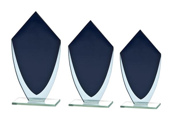 Glas Pokal GL.047-L - Blau/Transparent / 16.5 cm / Laser-Gravur