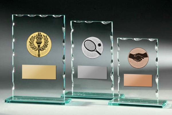 Wellenschliffpokal Schild & Emblem - Transparent / 18 cm
