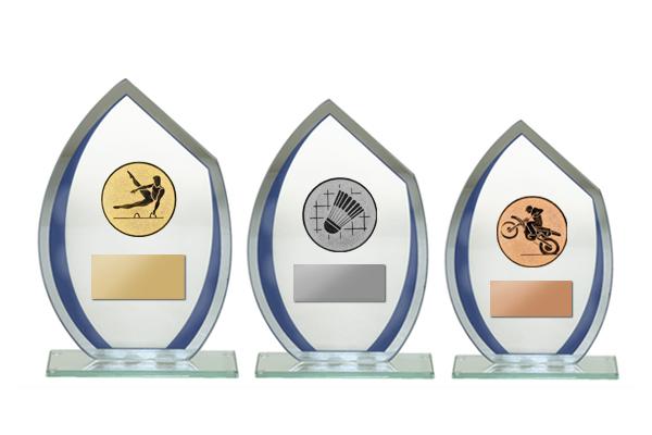 Glas Pokal 8805 blau Schild & Emblem - Silber Blau / 20 cm