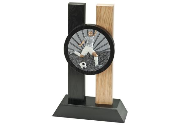 Holz Pokal Fußball FG029 - 19 cm / Schwarz Braun