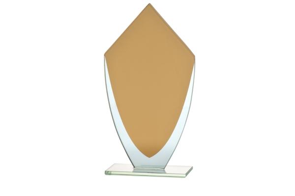 Glas Pokal W281-L - Gold Transparent / 16.5 cm / Laser-Gravur