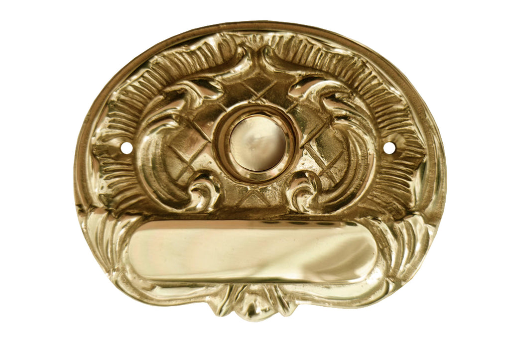 Klingelschild antik Messing poliert - Gold / 95x75mm