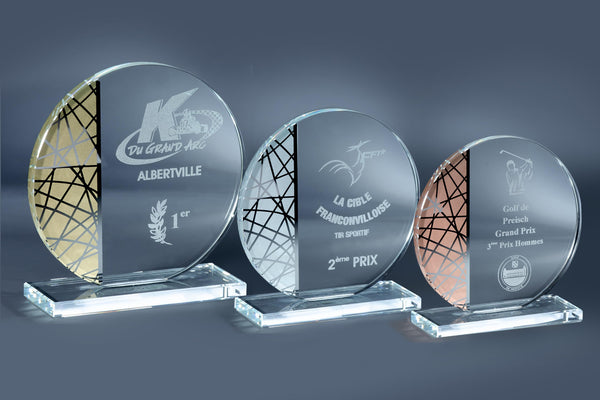 Glas Pokal 171-5-L - Transparent / 21 cm / Gold / Laser-Gravur