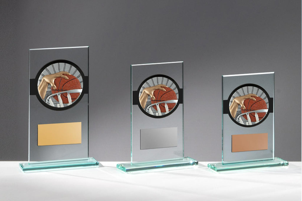 Glas Pokal Basketball FG025 - Transparent Schwarz / 19 cm