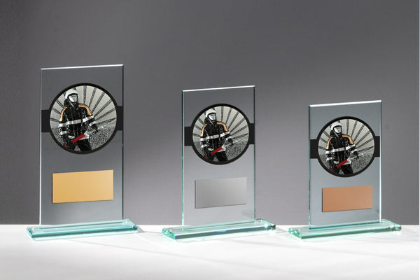 Glas Pokal Feuerwehr FG039 - 19 cm / Transparent Schwarz