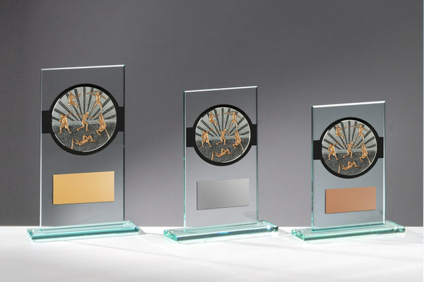 Glas Pokal Leichtathletik FG055 - Transparent Schwarz / 19 cm