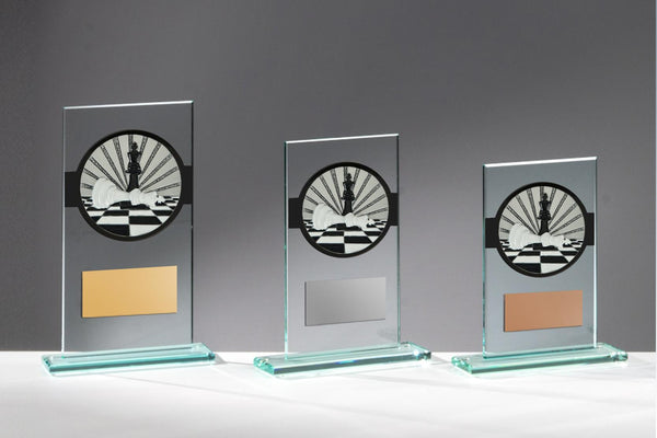 Glas Pokal Schach FG072 - Transparent Schwarz / 19 cm