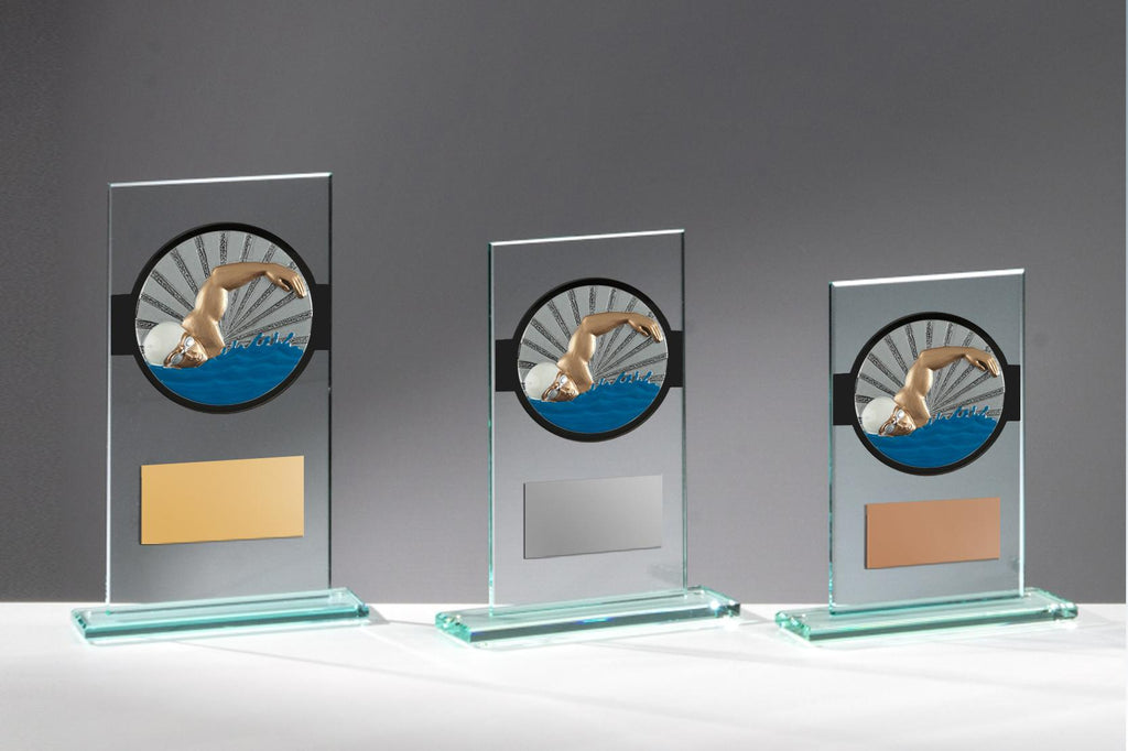 Glas Pokal Schwimmen FG008 - 17 cm / Transparent Schwarz