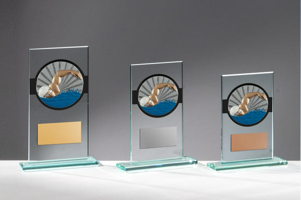 Glas Pokal Schwimmen FG008 - 19 cm / Transparent Schwarz