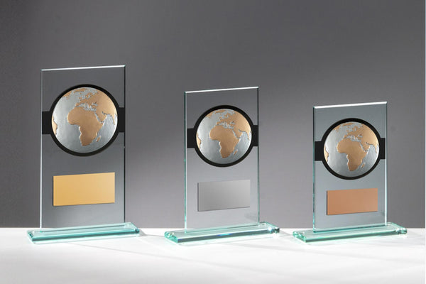 Glas Pokal Welt FG020 - Transparent Schwarz / 17 cm