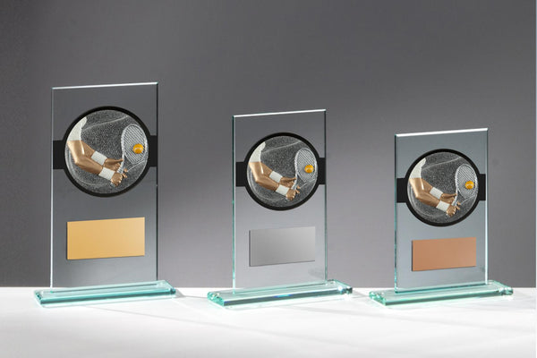 Glas Pokal Tennis FG012 - 19 cm / Transparent Schwarz