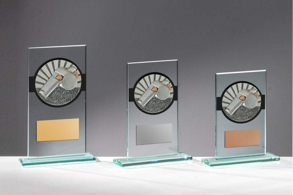 Glas Pokal Schiedsrichter FG075 - 17 cm / Transparent Schwarz