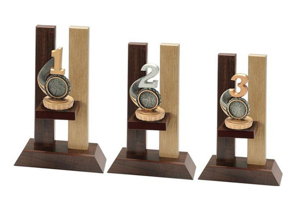 Holz Trophäe Zahl 1,2,3 FX001 - Braun / 3. Platz 19 cm