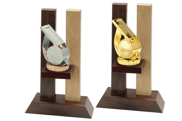 Holz Trophäe Schiedsrichter FX014/ P014 - Gold 23 cm / Braun