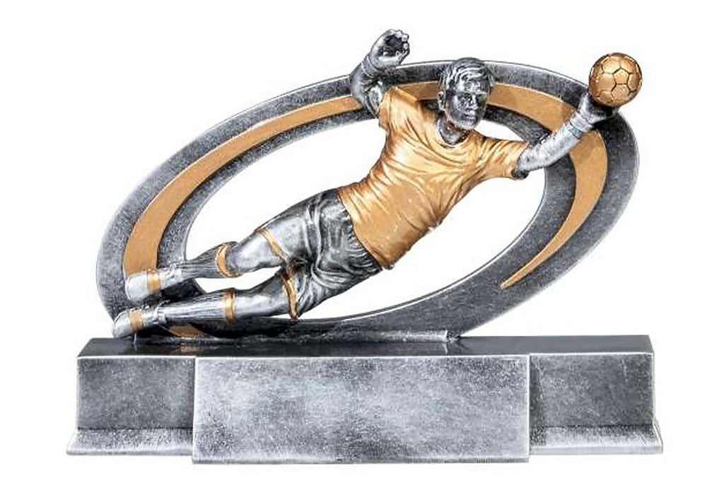Fußball Torwart Pokal 39739 - 13 x 17.5 cm / Silber Gold