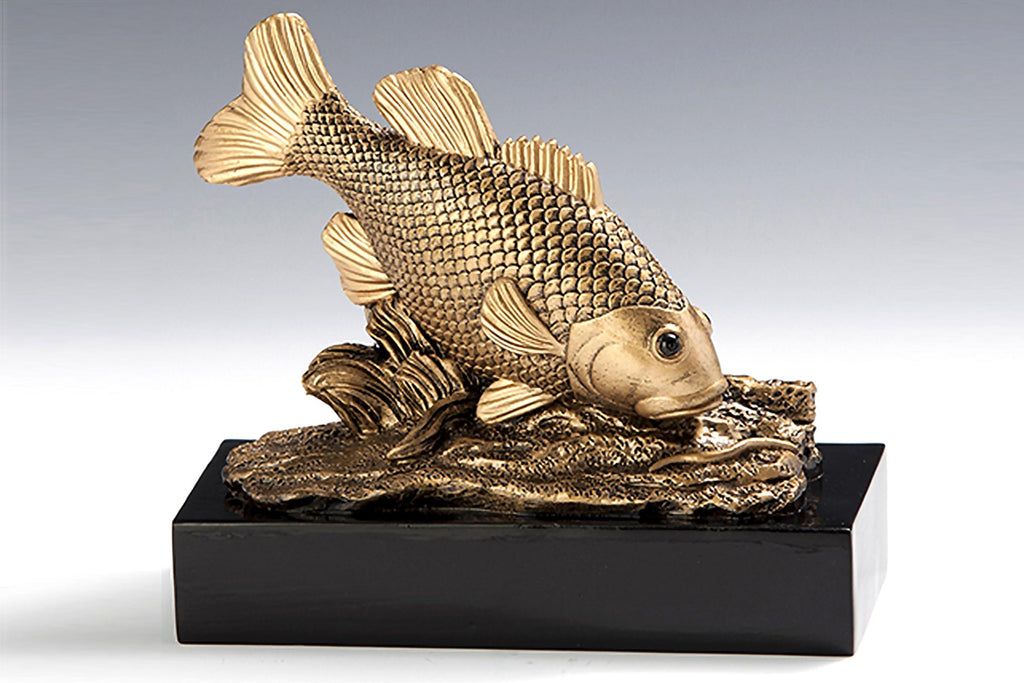 Fisch Angler Pokal - 15.7 cm / Gold Schwarz