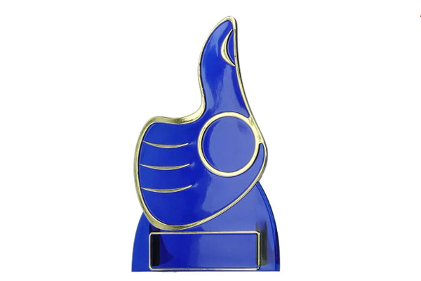 Mini Pokal Daumen hoch - 11.5 cm / Blau Gold