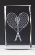 3D Tennis-Motiv im Glasblock