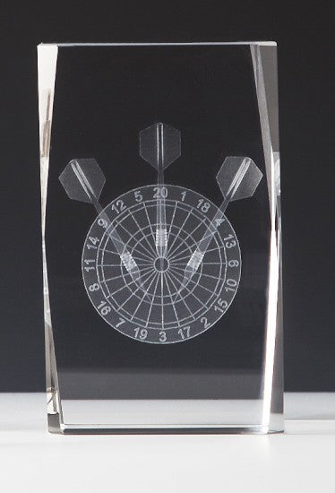 3D Dart im Glasblock