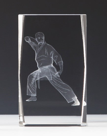 3D Karate-Motiv im Glasblock