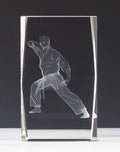 3D Karate-Motiv im Glasblock