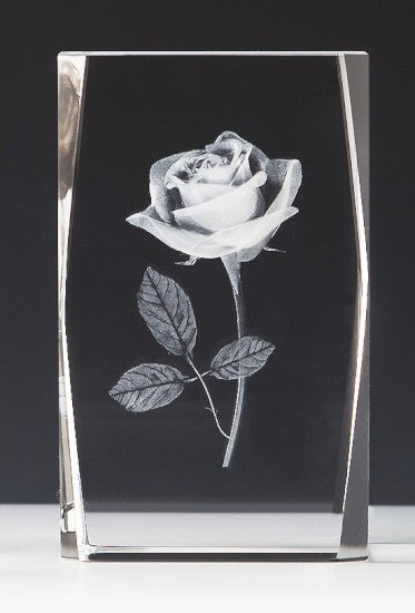 3D Rosen-Motiv im Glasblock