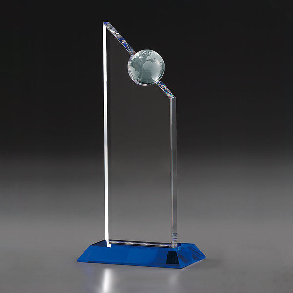 Globe Exellence Award 7956-Weltkugel - Laser-Gravur / Klar / Blau / 21 cm