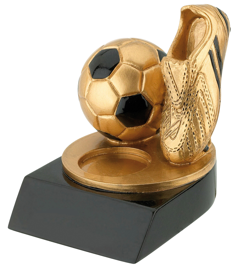Fußball Trophäe FG240 - Gold  Schwarz / 6x7.5cm / Montage