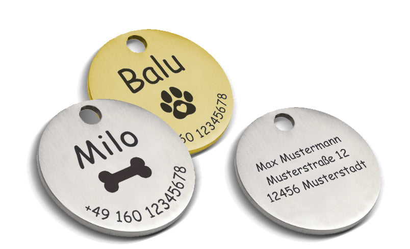Hundemarke - Metallplakette 30mm - incl. Gravur