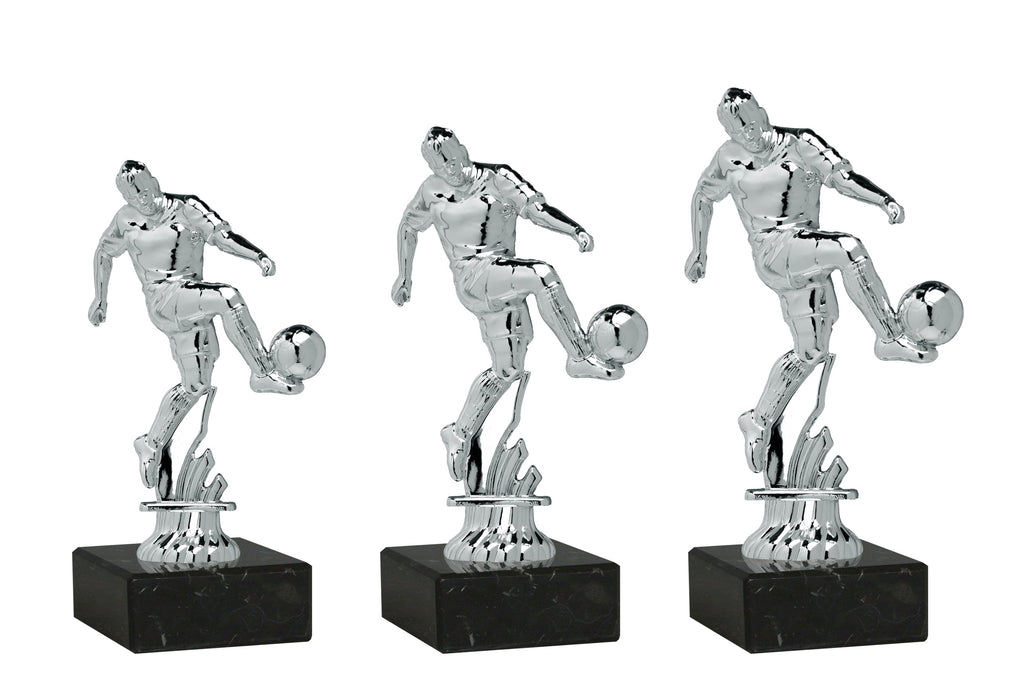 Fußballfigur Kicker P20 - Silber / Schwarz / 15 cm / Montage