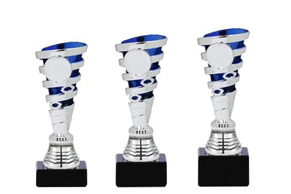 Mini Pokal BS.CP680 - 17 cm / Silber Blau