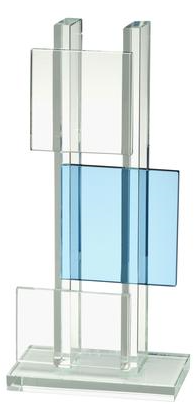 Glas Pokal W241 Schild & Emblem SM - 16.5 cm / Transparent/Blau