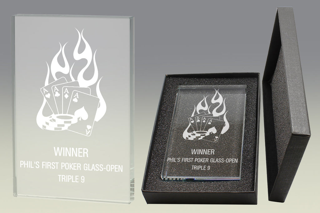 Glas Aufsteller W161 - Lasergravur - Transparent Schwarz / 150x100mm / Glass 15mm / Lasergravur