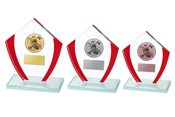 Glas Pokal W341 Schild & Emblem - Glas/Rot / 15 cm