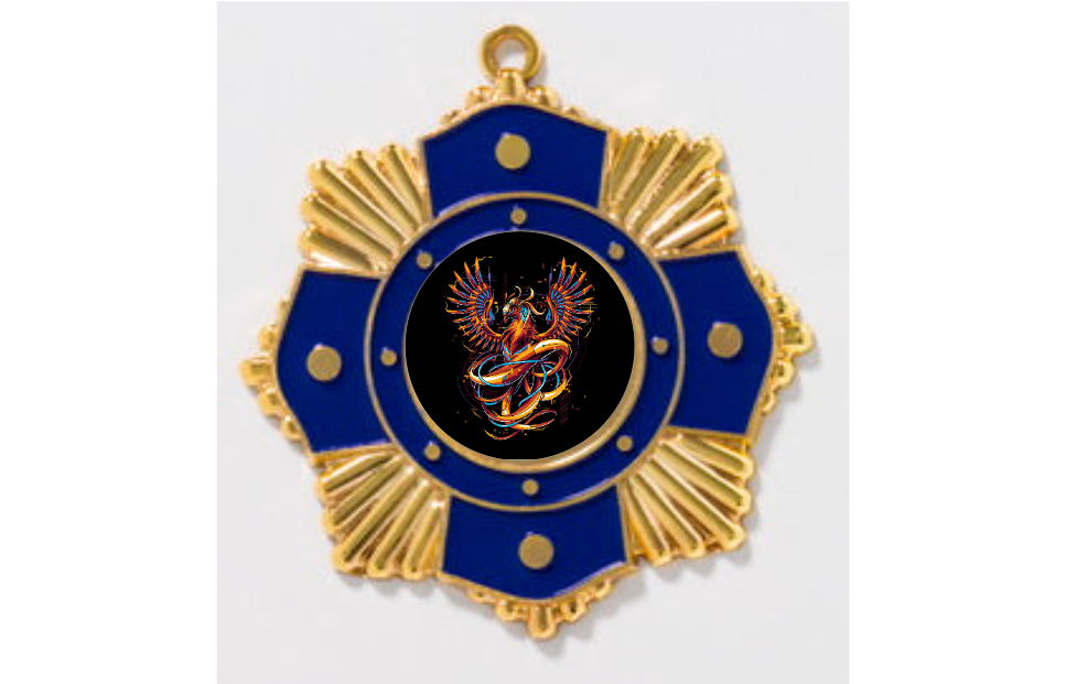 Medaille 9190 Ø 65mm - gold blau / 65 mm