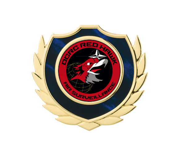 Holztafel Wappen H7 Schild & Emblem - Blau / Braun / Gold / 150x185 mm