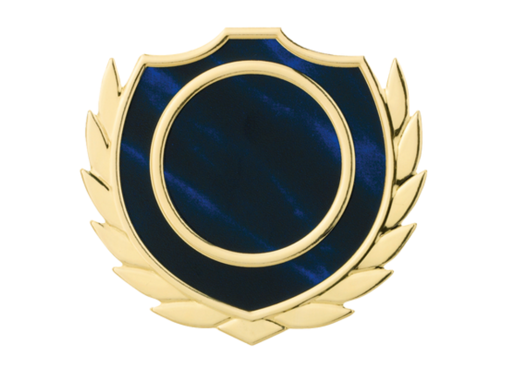 Holztafel Wappen H7 Schild & Emblem - Blau / Braun / Gold / 200x255 mm