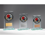 Glas Pokal Tischtennis FG015 - Transparent Schwarz / 15 cm